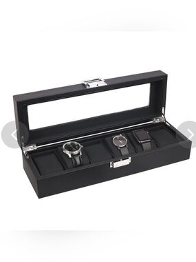 Black 4-Slot Men's Watch Storage Case